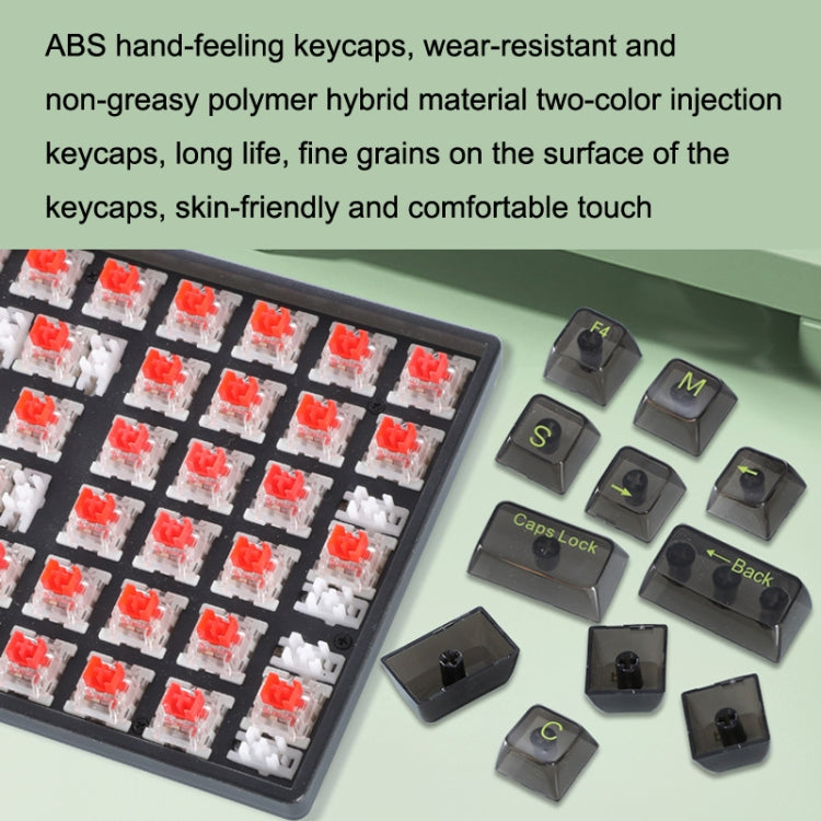 100 Keys Customized Gaming Wired Mechanical Keyboard Transparent Keycap Red Shaft (Black)