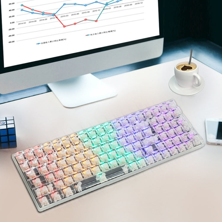 100 Keys Customized Gaming Wired Mechanical Keyboard Transparent Keycap Red Shaft (Black)