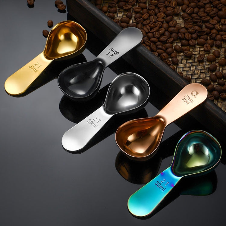 30ml 304 Stainless Steel Thickened Coffee Spoon With Scale Measuring Bean Spoon, Color: Rose Gold