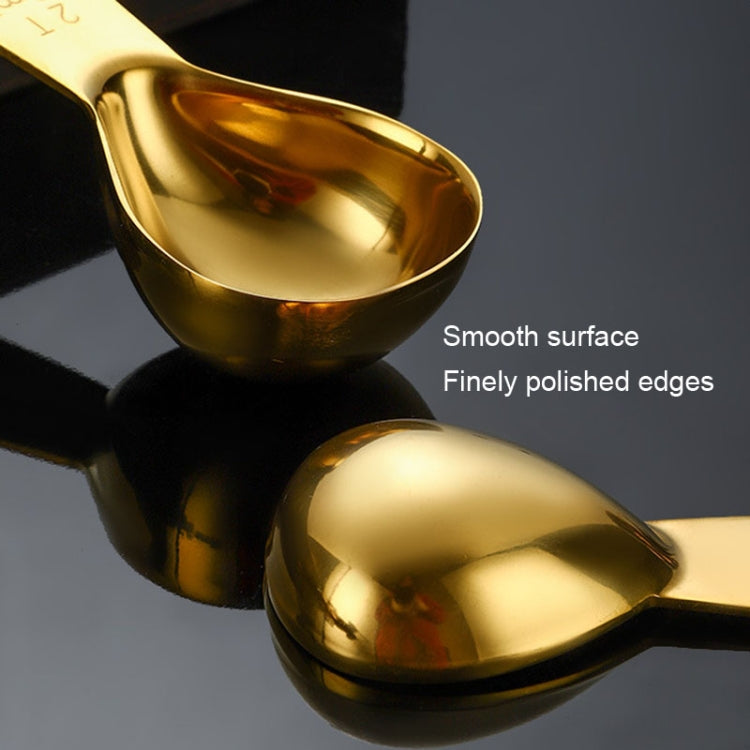 30ml 304 Stainless Steel Thickened Coffee Spoon With Scale Measuring Bean Spoon, Color: Gold