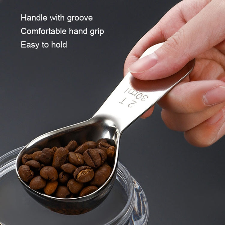 30ml 304 Stainless Steel Thickened Coffee Spoon With Scale Measuring Bean Spoon, Color: Rose Gold