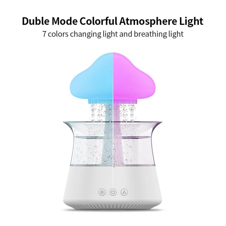 CH06 300ml Rain Humidifier Mushroom Cloud Colorful Night Lamp Aromatherapy Machine, Style: Without Remote Controller(White)