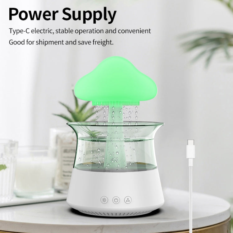 CH06 300ml Rain Humidifier Mushroom Cloud Colorful Night Lamp Aromatherapy Machine, Style: Without Remote Controller(White)