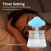 CH06 300ml Rain Humidifier Mushroom Cloud Colorful Night Lamp Aromatherapy Machine, Style: Without Remote Controller(White)