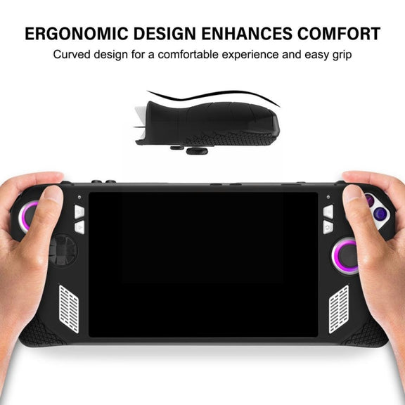 For ASUS ROG Ally Handheld Game Console Silicone Drop-proof Protective Case All-inclusive Case(Black)