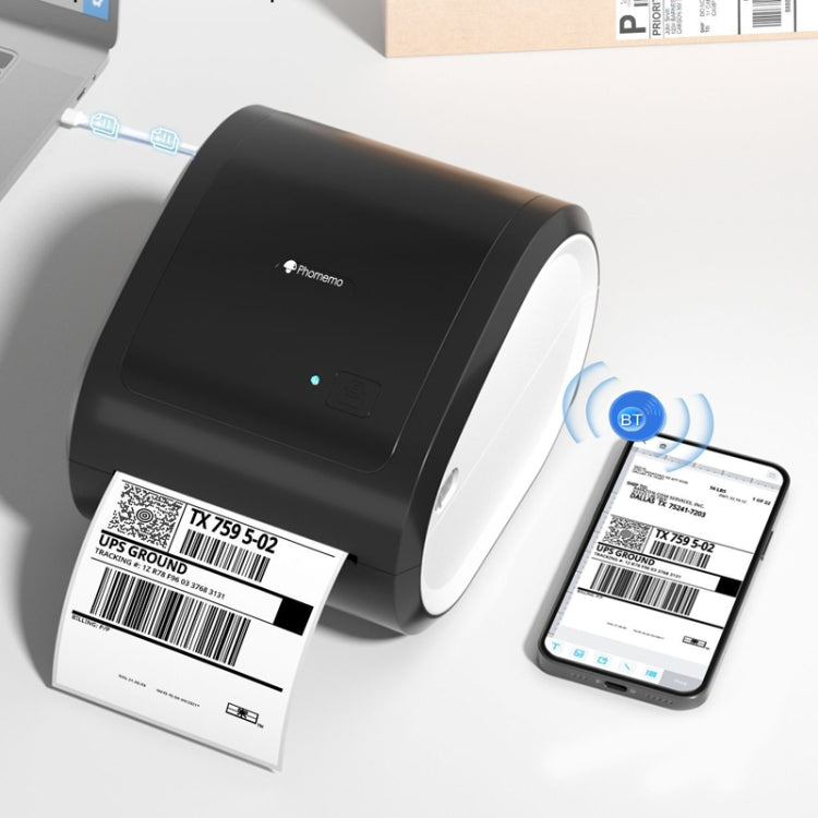Phomemo D520-BT Bluetooth Thermal Shipping Label Printer Wireless Desktop Printer For Barcode Address Labels, Size: US(Purple White)
