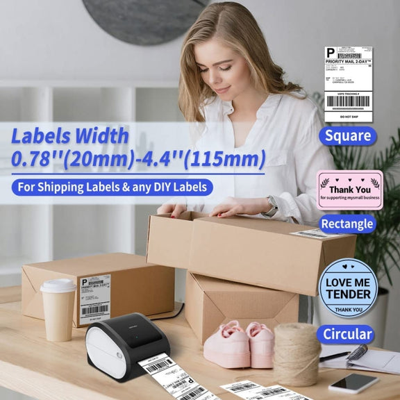 Phomemo D520-BT Bluetooth Thermal Shipping Label Printer Wireless Desktop Printer For Barcode Address Labels, Size: US(Pink White)