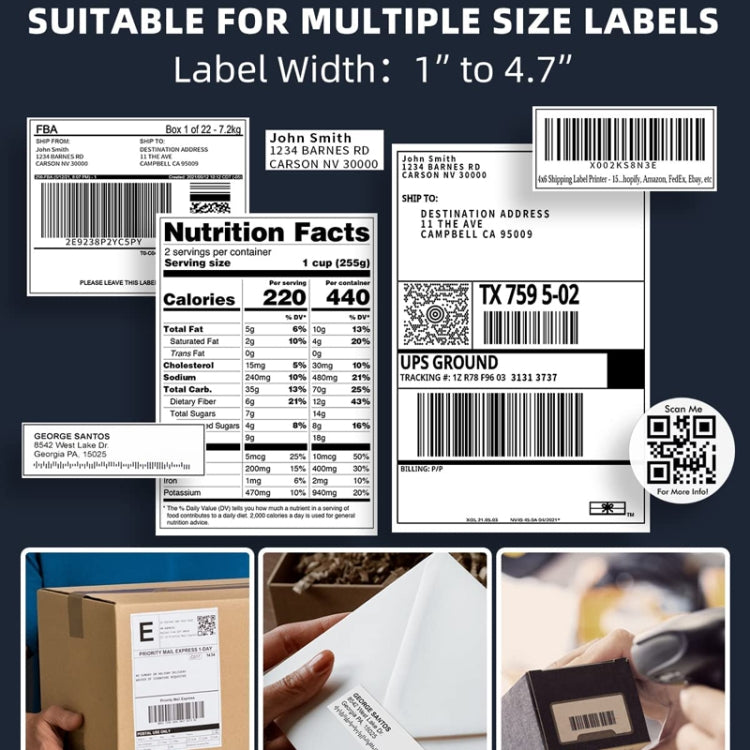 Phomemo PM241-BT Bluetooth Address Label Printer Thermal Shipping Package Label Maker, Size: EU(Silver)
