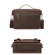 HUMERPAUL Leather Crossbody Bag Men Retro Shoulder Bag Commuter Men Small Square Bag(Brown)