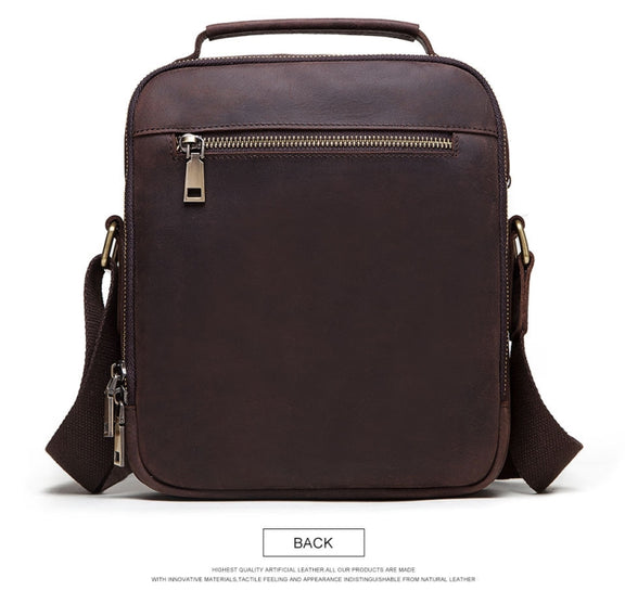 HUMERPAUL Men Leather Cross-Body Bag Shoulder Bag(Brown)