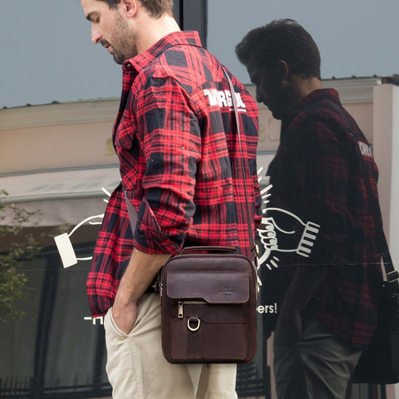 HUMERPAUL Men Leather Cross-Body Bag Shoulder Bag(Brown)