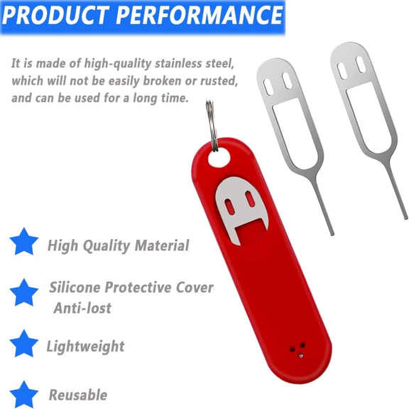 Eject Sim Card Tray Open Pins Needle Keychain Tool With Silicone Case(White)
