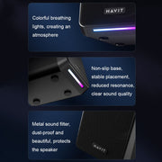 Havit A20 Plus Colorful Ambient Light Wired Computer Audio Stereo Surround Sound Speaker, Style: Black