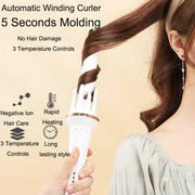 Automatic Curling Iron With Bi-Directional Rotating Ceramic Glaze Coating Hair Care, Plug: UK Plug White
