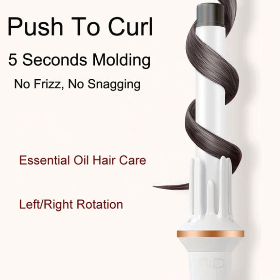 Automatic Curling Iron With Bi-Directional Rotating Ceramic Glaze Coating Hair Care, Plug: EU Plug White