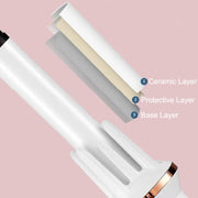 Automatic Curling Iron With Bi-Directional Rotating Ceramic Glaze Coating Hair Care, Plug: UK Plug White