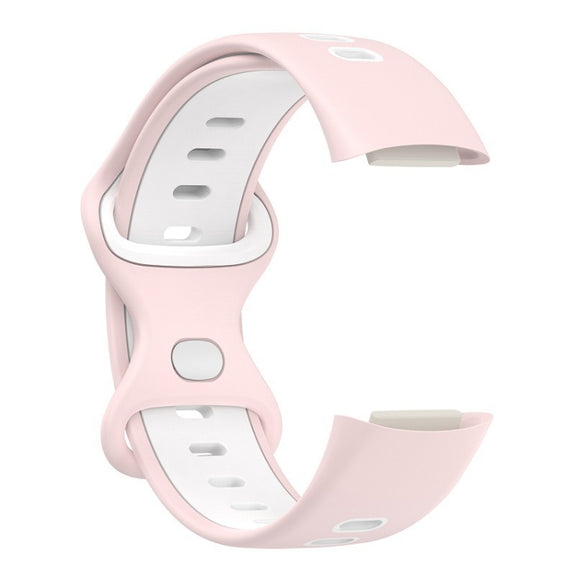 For Fitbit Charge 5 Smart Watch Sports Water-resistant Two-Color Silicone Band(Pink White)