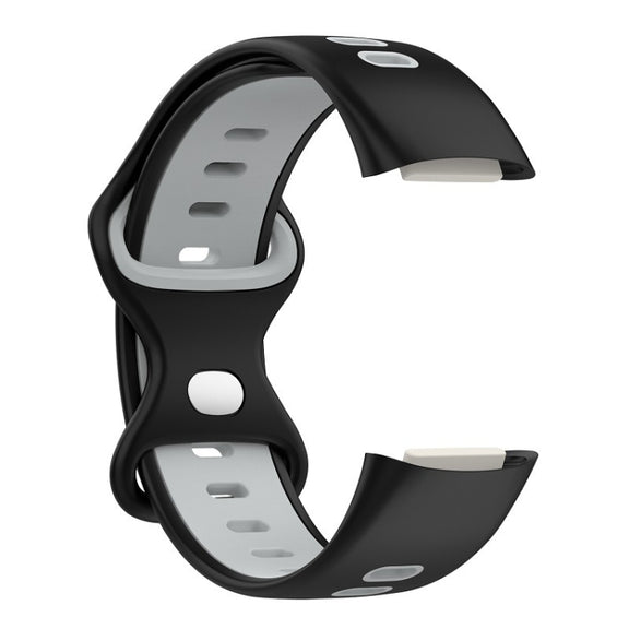 For Fitbit Charge 5 Smart Watch Sports Water-resistant Two-Color Silicone Band(Black Gray)