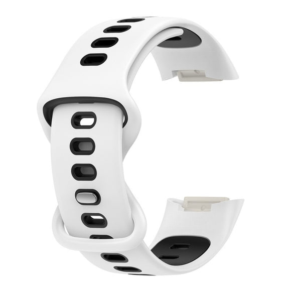 For Fitbit Charge 5 Smart Watch Sports Water-resistant Two-Color Silicone Band(White Black)