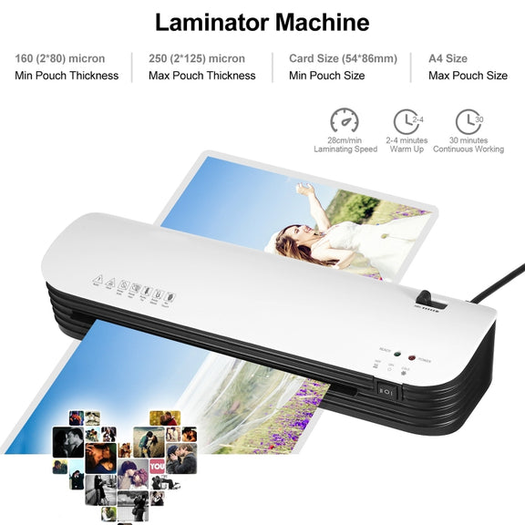 Osmile SL299 A4 Laminator Machine Set With 15 Laminating Pouches Paper Cutter Corner Rounder(US Plug)