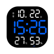 13-Inch LED Acrylic Electronic Clock Large-Screen Square Wall Clock With Timing Temperature Humidity(6632 White Blue)