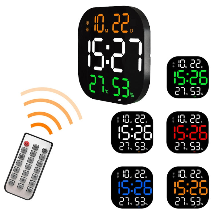 13-Inch LED Acrylic Electronic Clock Large-Screen Square Wall Clock With Timing Temperature Humidity(6632 White Red)