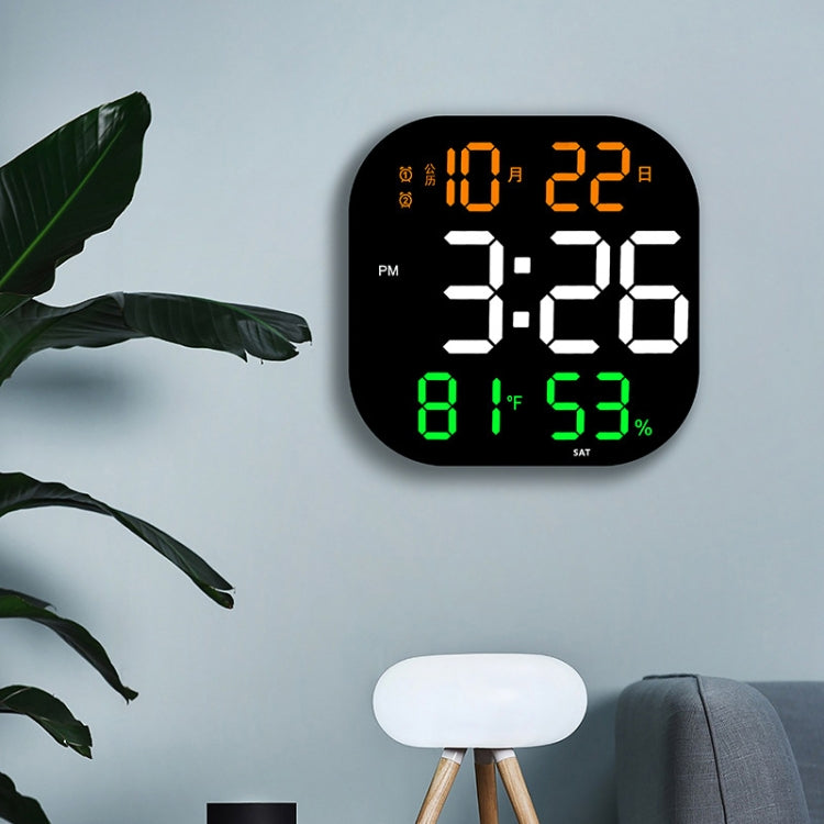 13-Inch LED Acrylic Electronic Clock Large-Screen Square Wall Clock With Timing Temperature Humidity(6632 White Red)