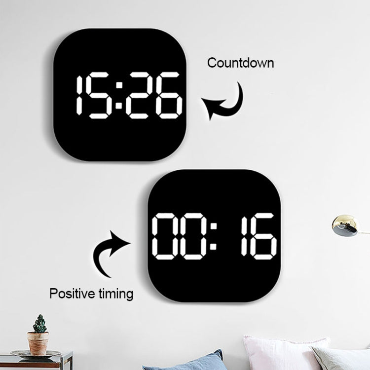 13-Inch LED Acrylic Electronic Clock Large-Screen Square Wall Clock With Timing Temperature Humidity(6632 White Red)