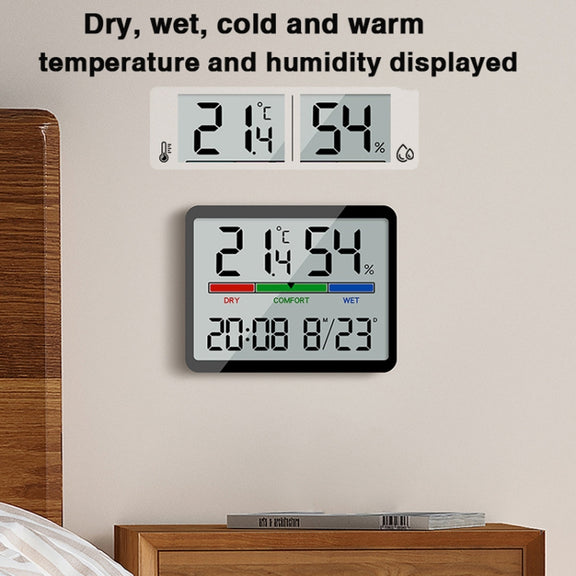Magnetic LCD Digital Aalarm Clock Large Screen With Temperature Humidity Display(8280 Black)
