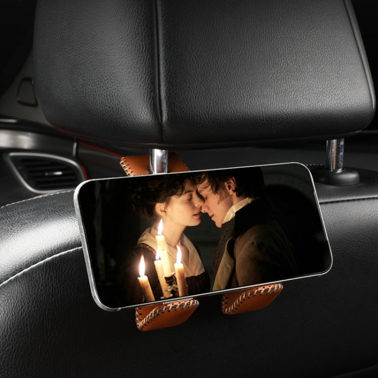 Car Double Hook Stainless Steel Rear Headrest Mobile Phone Holder(Red)