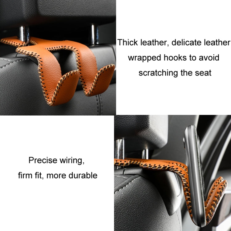 Car Double Hook Stainless Steel Rear Headrest Mobile Phone Holder(Gray)