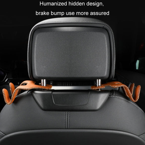 Car Double Hook Stainless Steel Rear Headrest Mobile Phone Holder(Beige)
