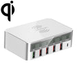 818F 5 USB Ports + Type-C Multifunctional Multi-Port Wireless Charger, Style: UK Plug (White) - Multifunction Charger by PMC TechLife | Online Shopping South Africa | PMC TechLife | Buy Now Pay Later Mobicred