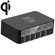 818F 5 USB Ports + Type-C Multifunctional Multi-Port Wireless Charger, Style: AU Plug (Black) - Multifunction Charger by PMC TechLife | Online Shopping South Africa | PMC TechLife | Buy Now Pay Later Mobicred