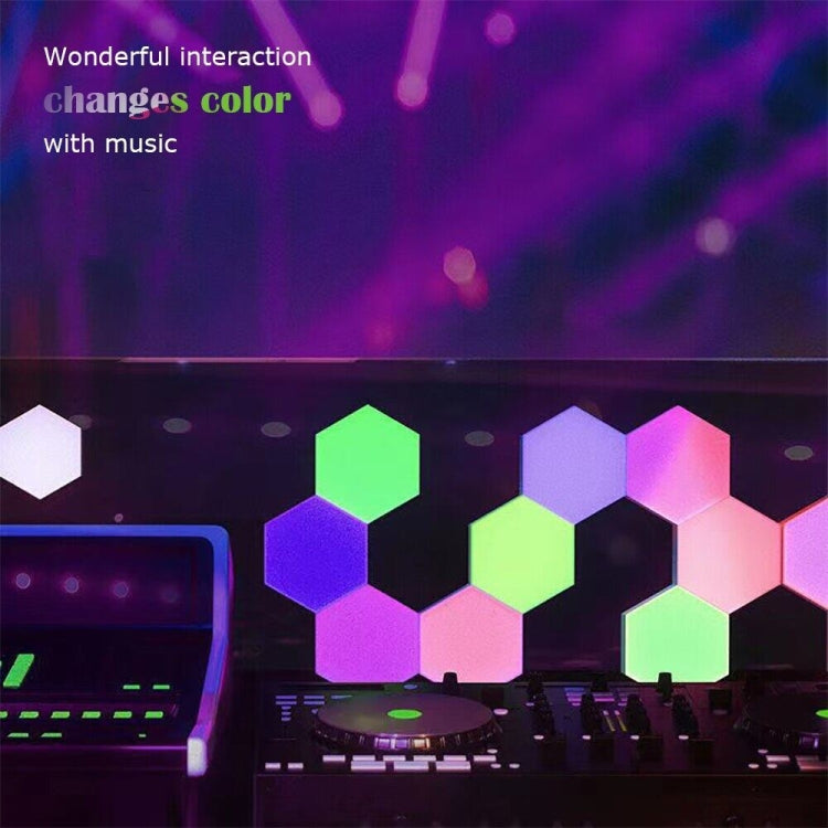 10pcs/set RGB Symphony Hexagon Lights DIY Bedside Ambient Wall Lamp Smart Honeycomb Light(Bluetooth APP)