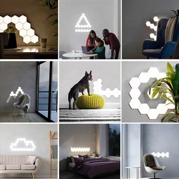 10pcs/set RGB Symphony Hexagon Lights DIY Bedside Ambient Wall Lamp Smart Honeycomb Light(WIFI-APP)