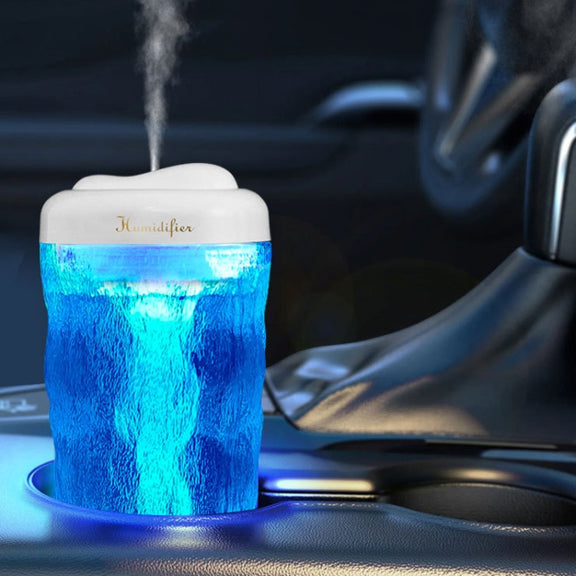 Iceberg Small Car Humidifier Atomization Mute Colorful Aromatherapy Machine(White)