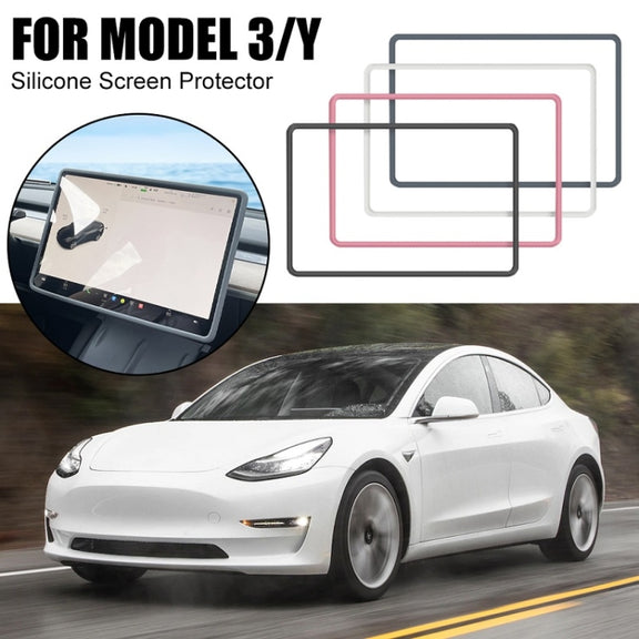 For Tesla Model3/Y Screen Bumper Protective Cover Silicone Frame(Black)
