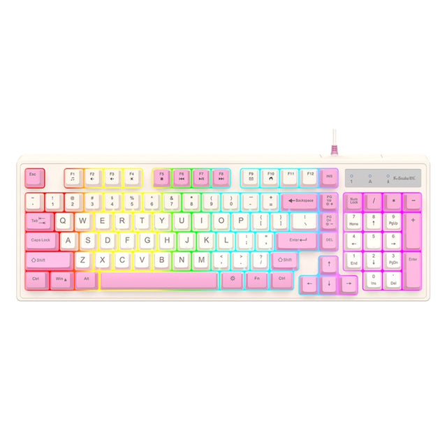 K-Snake Wired E-Sports Keyboard Mouse Mechanical Feel 98 Key Desktop Computer Notebook Keyboard, Style: Single Keyboard (Pink)