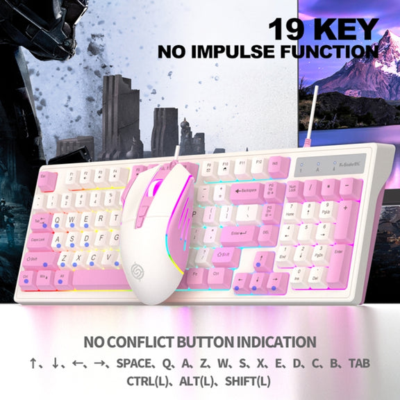 K-Snake Wired E-Sports Keyboard Mouse Mechanical Feel 98 Key Desktop Computer Notebook Keyboard, Style: Keyboard+Mouse (Blue)