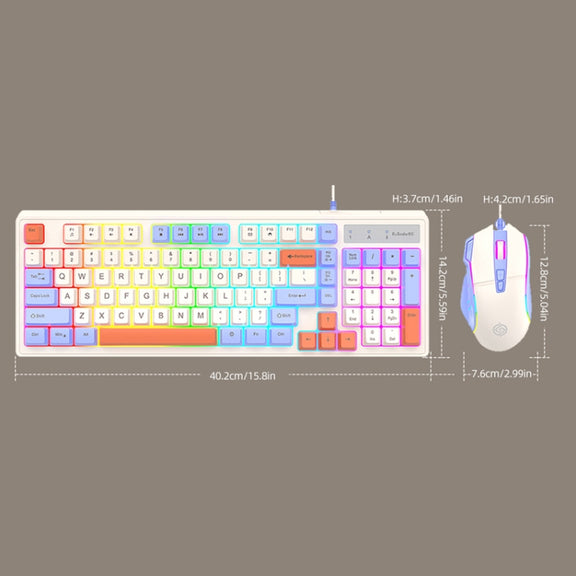 K-Snake Wired E-Sports Keyboard Mouse Mechanical Feel 98 Key Desktop Computer Notebook Keyboard, Style: Keyboard+Mouse (Pink)