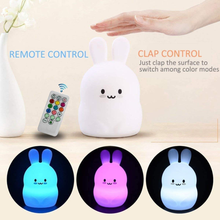 Rabbit Silicone Pat Night Light Children Gift Color Changing Lamp, Specification: Charging Remote Control