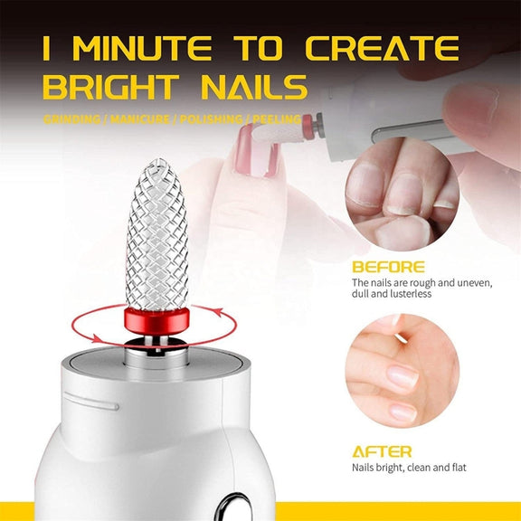 Rechargeable Nail Drill Machine Set with Ceramic Drill Bit Spot Lighting(White)