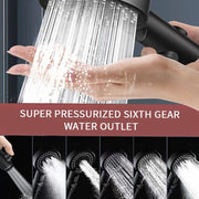 Pressurized Shower Water Heater Handheld Multifunction 6-speed Nozzle, Color: Black