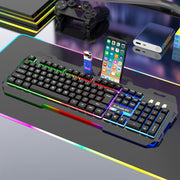 K-Snake Mechanical Feel Keyboard Mouse Kit USB Wired 104 Keycaps Computer Keyboard, Style: Single Keyboard (Black)