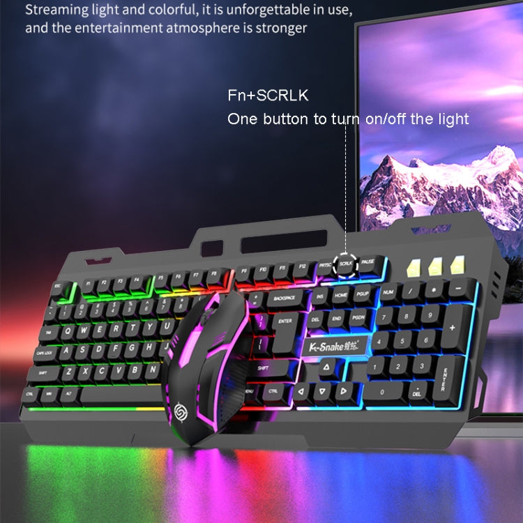 K-Snake Mechanical Feel Keyboard Mouse Kit USB Wired 104 Keycaps Computer Keyboard, Style: Keyboard+Mouse (White)