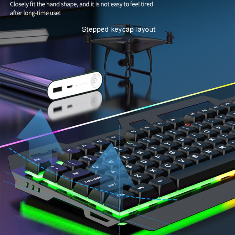 K-Snake Mechanical Feel Keyboard Mouse Kit USB Wired 104 Keycaps Computer Keyboard, Style: Single Keyboard (Black)