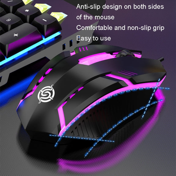 K-Snake Mechanical Feel Keyboard Mouse Kit USB Wired 104 Keycaps Computer Keyboard, Style: Single Keyboard (Black)