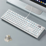 LANGTU LT104 Mechanical Keyboard Backlight Display Flexible DIY Keyboard, Style: Wired Single Mode Silver Axis (White)