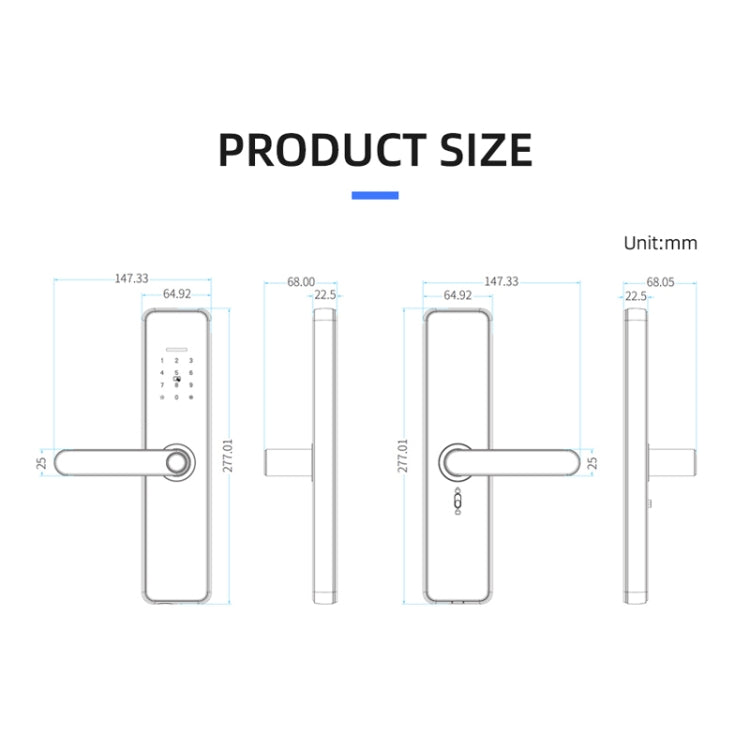 C91 Tuya Smart WiFi Password Fingerprint Electronic Door Lock(Black)